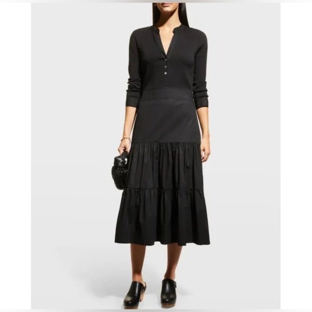 Veronica Beard Peralta tiered midi dress in black Medium
